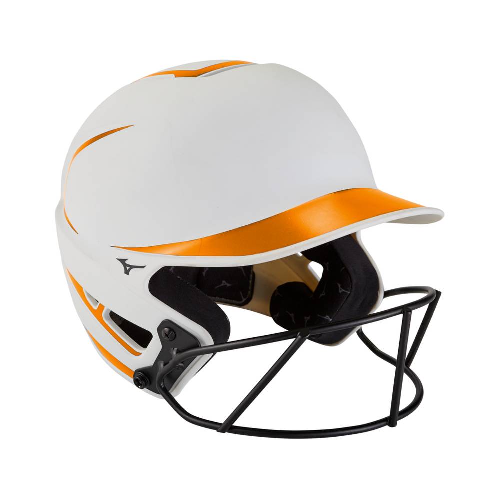 Mizuno F6 Fastpitch Softball Batting Női Sisak Fehér/Narancssárga DEZ079248